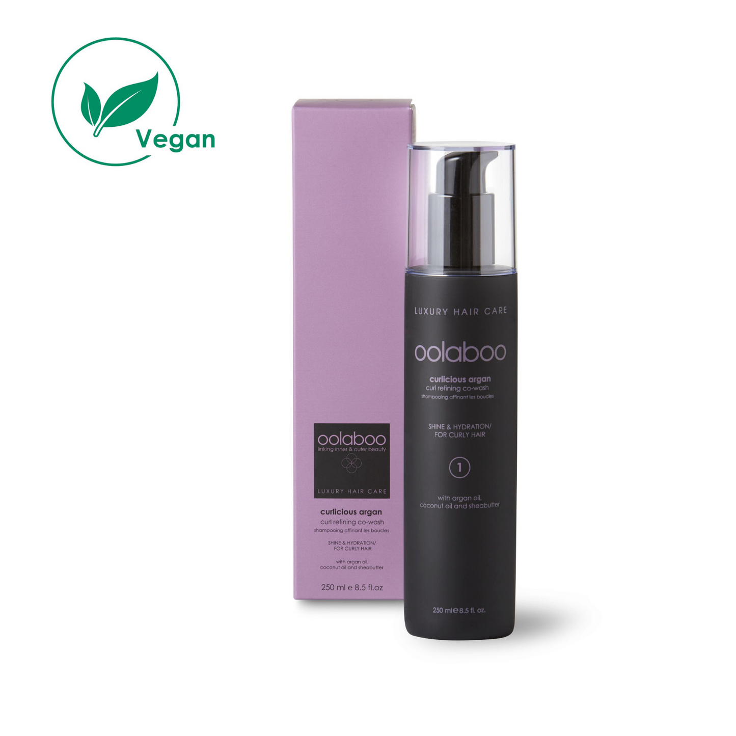 
                  
                    OOLABOO Curlicious Argan Co-wash detail - met babassu-olie en quinoa-proteïnen
                  
                